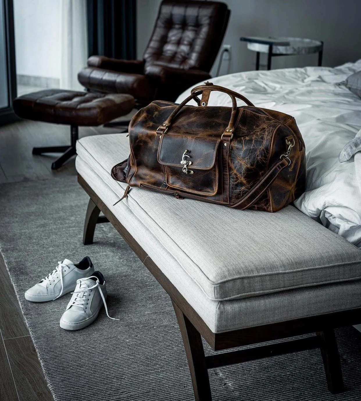 The “Hemingway” Buffalo Leather Duffle Bag - Image 13