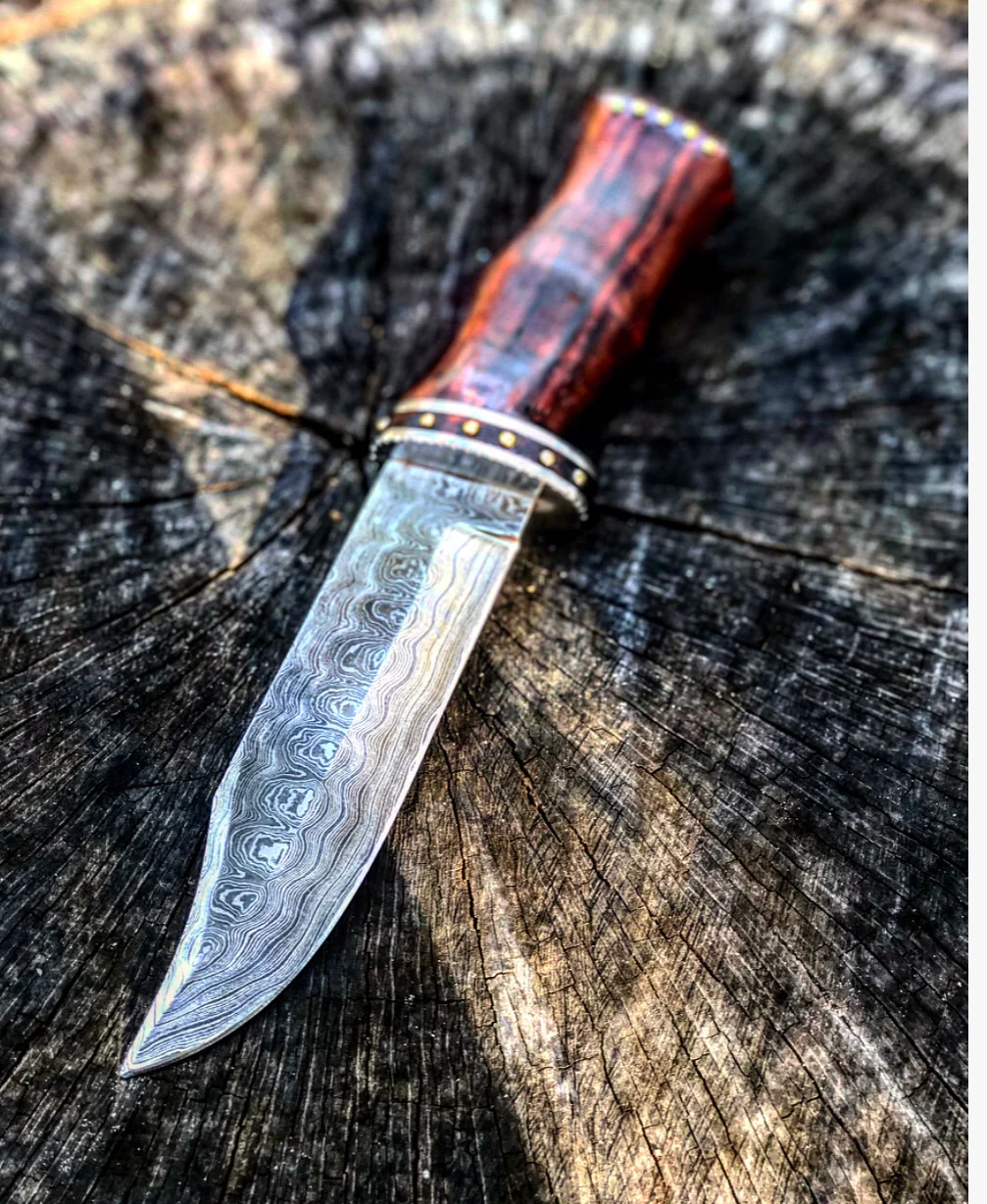 Damascus Steel And Rosewood Hunting Knife -VG 60 - Image 6