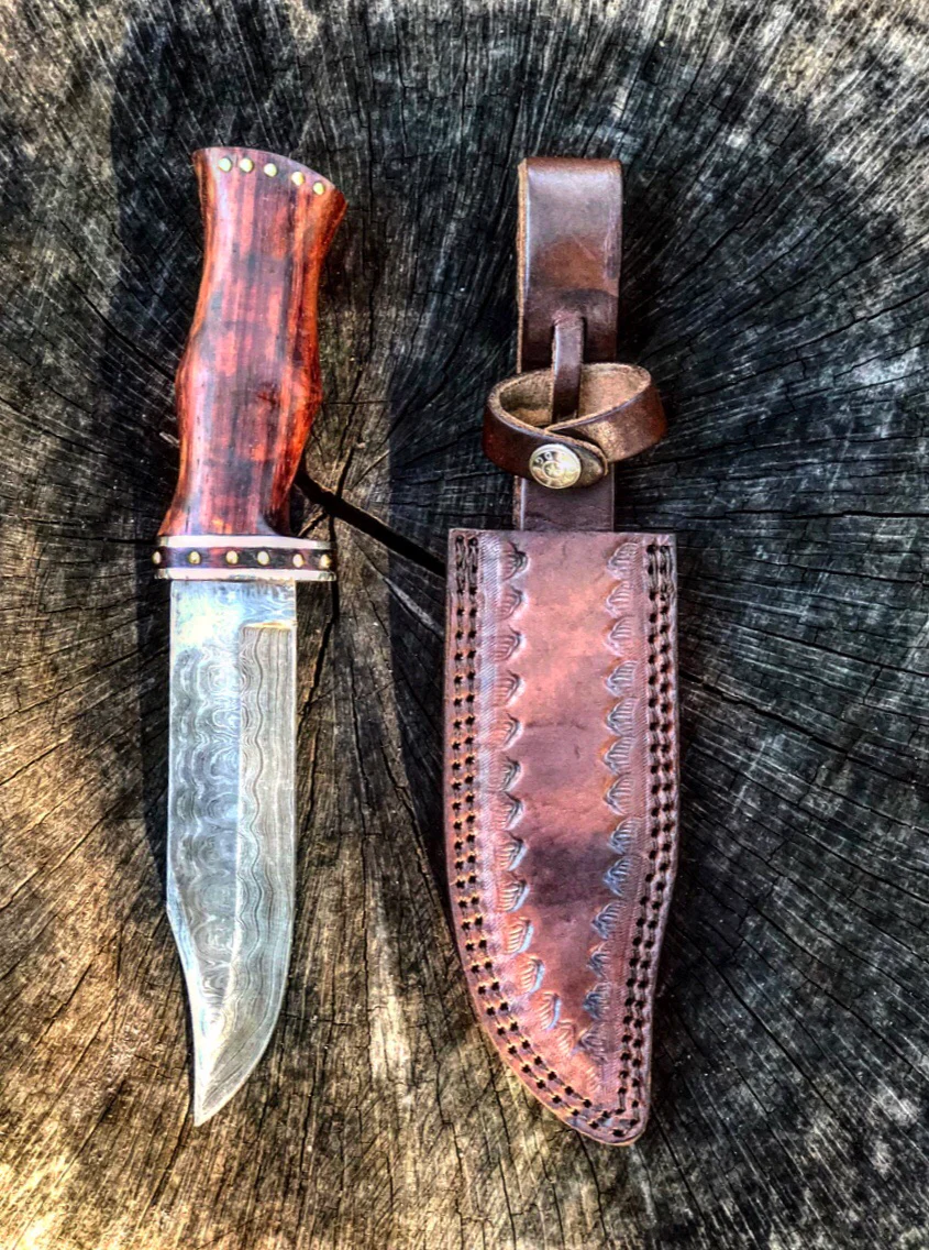 Damascus Steel And Rosewood Hunting Knife -VG 60 - Image 7