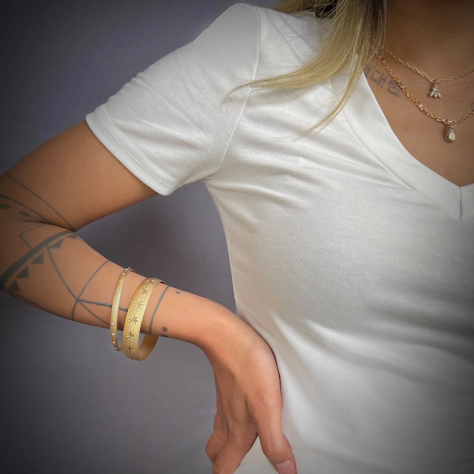 Gold Rhinestone Bangle, Sparkly Swarovski Crystal Bracelet, JohnnyGirl Jewelry - Image 3