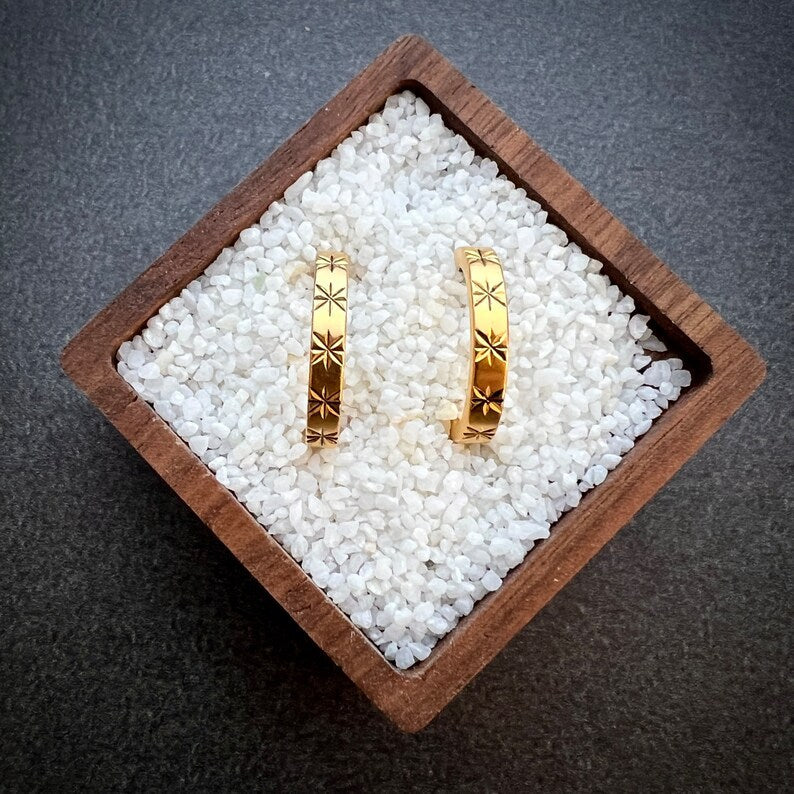 Gold Star Post Earrings, Half Hoop, Simple Everyday Studs, JohnnyGirl Jewelry - Image 6