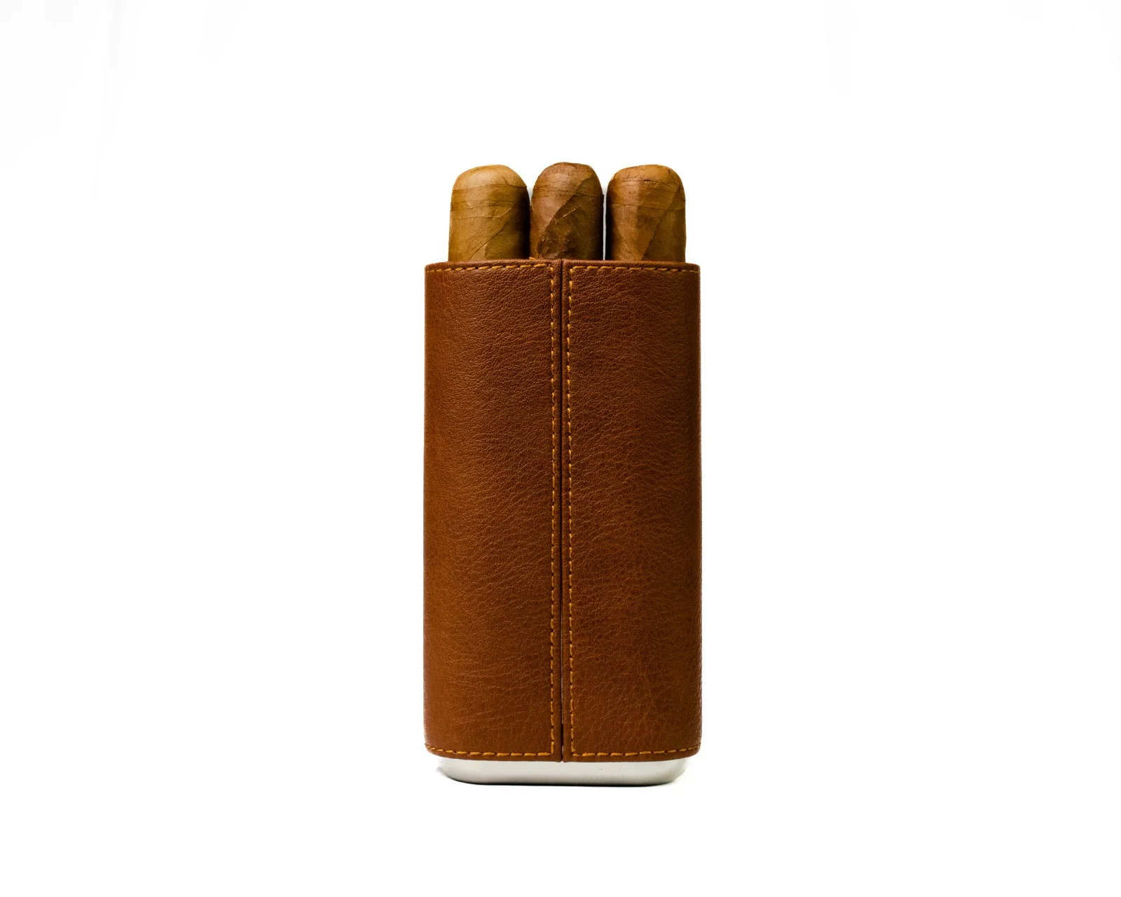 Luxury Brown Leather Cigar Case With Cutter - Image 6