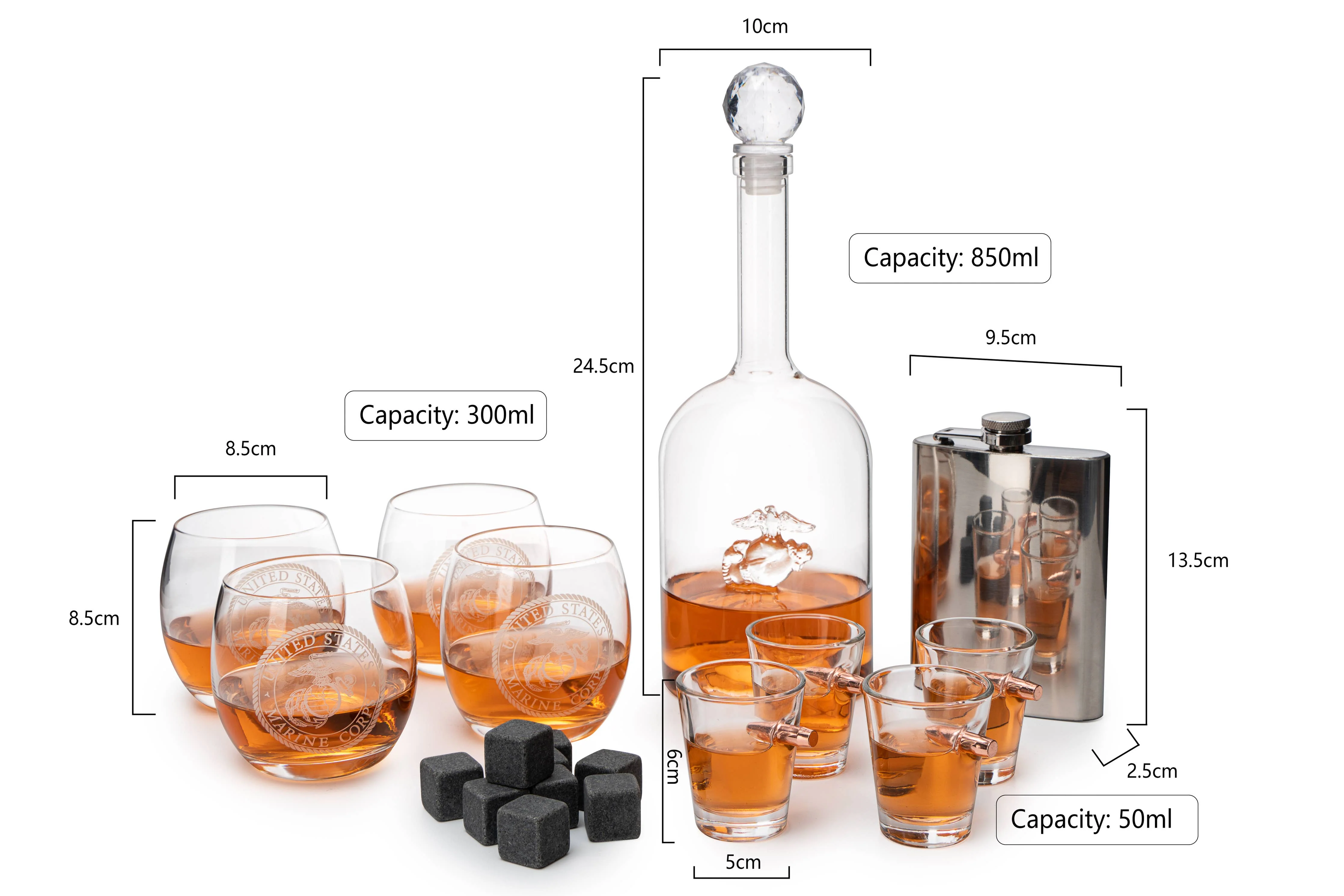 Marine Big Box Wall Decor with Decanter, 4 whiskey glasses - Image 3